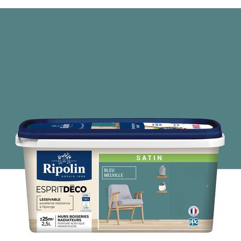 Peinture Murale Toutes Pièces - Satin - 2,5L - Bleu Melville - Ripolin (1/5)