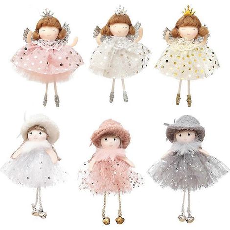 Lot de 6 décorations de Noël : anges à suspendre au sapin, pour poupées et autres objets décoratifs. Idéal pour les fêtes. Cadeau parfait (1/5)