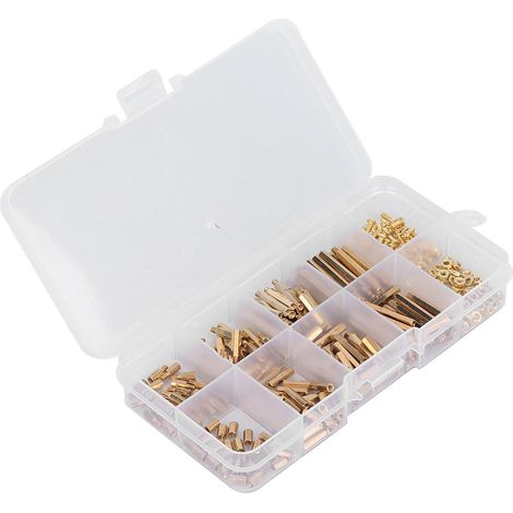 Assortiment de 320 vis et écrous hexagonaux M2 en laiton galvanisé pour applications de communication (1/5)