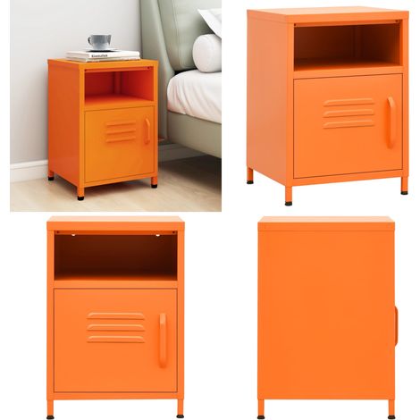 Nachttisch Orange 35x35x51 cm Stahl - Nachtisch - Nachttisch Orange - Schreibtischlampe - Wohnzimmer Dekoration - Wohnraum Einrichtung - Home & Living (1/5)
