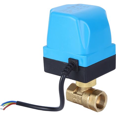 Vanne à bille électrique 2 voies, 3 fils, 2 commandes, protection IP68, moteur synchrone, bleue, AC220V, G1/2 pouce