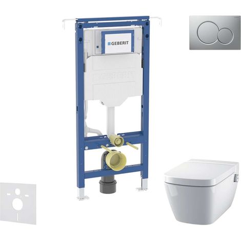 Geberit Duofix - Set bâti-support, cuvette et abattant Tece One, plaque de déclenchement Sigma01, Rimless, SoftClose, chrome mat SANI11CT2100 (1/5)