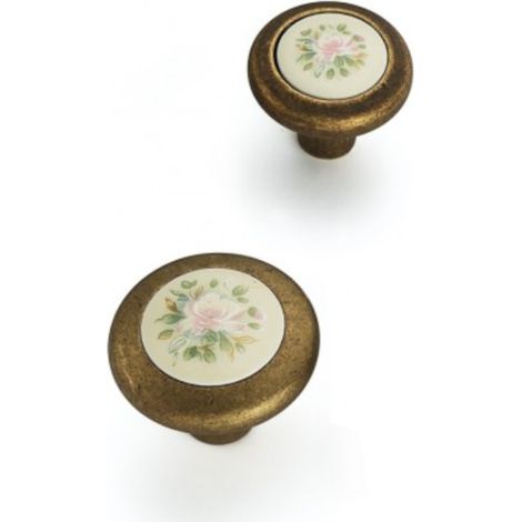 Poignée Hana 9851 - talla Ivoire, décorée/Bronze rústique. 24mm. ⌀28mm.