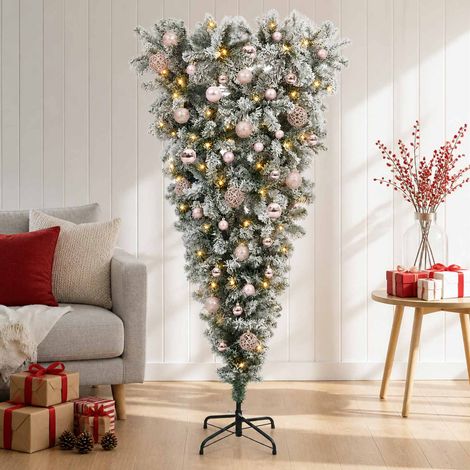 vidaXL Upside-down Artificial Hinged Christmas Tree 150 cm 150 LEDs (1/5)