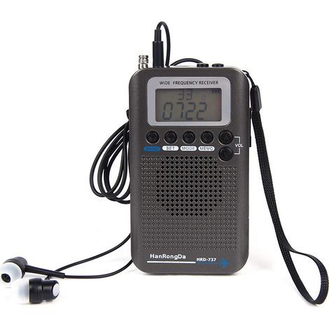 Radio VHF Airband, Récepteur Radio Toutes Bandes pour aéronefs Multifonctions avec écran LCD de 1 Pouce pour réduction de Bruit avec Bande de fréquence Air/FM/AM/SW/VHF/CB avec antenne Gris argenté (1/5)