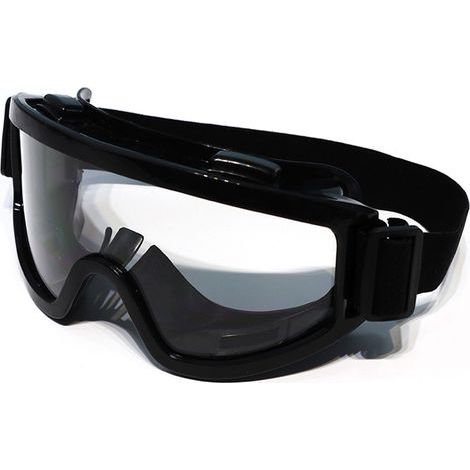 Dustproof safety glasses, clear lenses, comfortable for work, black frame. (1/5)