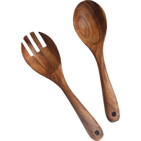 Juego de cuchara y cuchara de madera, utensilios de cocina (2 piezas) (1/5)