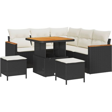 Maison Exclusive - Set Divano da Giardino 8 pcs Nero polyrattan