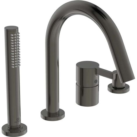 Miscelatore bordo vasca 4 fori JOY con bocca magnetica grigia con doccetta a bastone e deviatore IDEAL STANDARD (1/2)