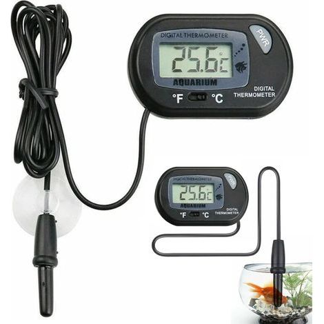 Aquarium Thermometer, Digital LCD, Waterproof Probe, Suction Cups, Fish Aquarium (1/5)