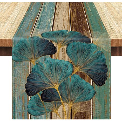 Chemin de Table Vert Bois Rayé Chemin Table Décoratif Table Runner Rétro Style Ferme pour Fêtes, Célébrations, Mariages, Anniversaire, Célébrations Party Décorations, 33x183cm (1/5)