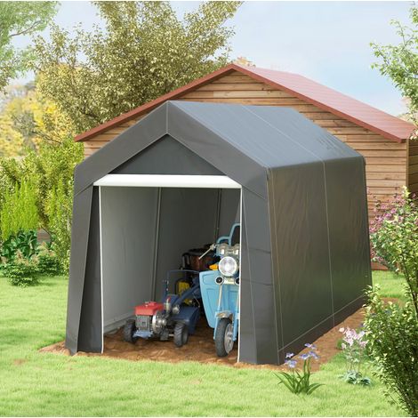 Garagenzelt 210x360x235 cm dunkelgrau aus Stahl mit Reißverschlusstür und UV-Schutz (1/5)