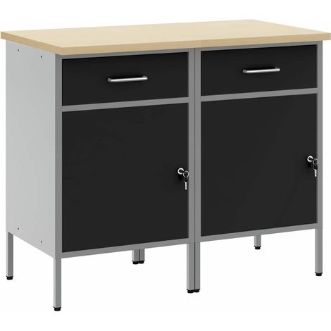 Armario de trabajo 2 pcs Negro y Gris 100 x 55 x 85 cm vidaXL
