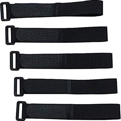 Set di 5 cinturini neri riutilizzabili con chiusura a strappo, 2,5 cm x 30 cm