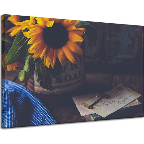 Leinwanddruck Sonnenblumen Vintage 120x80