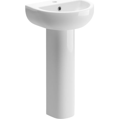 Signature Zeus Basin and Full Pedestal 450mm Wide - 1 Tap Hole