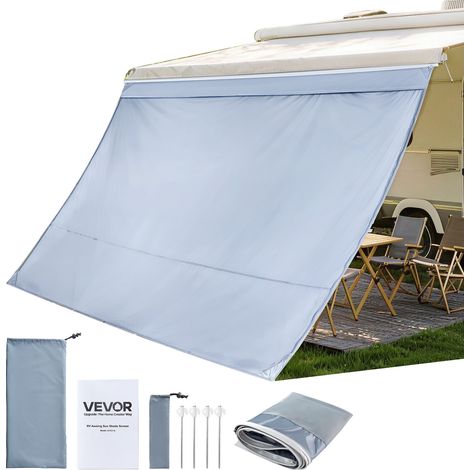VEVOR Sonnenschutz (2 x 3,3 m) für Markisen (3,5 m), Markisen-Vorderwand mit UV50+ & Reißverschluss-PU-Bezug & Doppelt Genähtem Polyester-Netzgewebe, Regenschutz für Wohnmobil, Camping & Wohnwagen (1/5)
