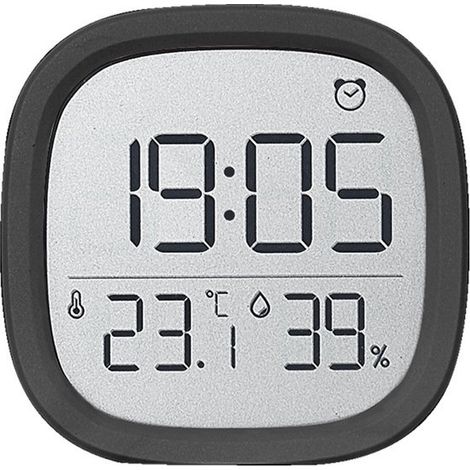 Minimalistische LCD-Uhr mit Multifunktionsanzeige für Temperatur und Luftfeuchtigkeit,elektronischer Wecker mit Magnetverschluss,Schwarz (1/5)