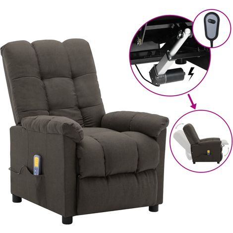 vidaXL Fauteuil électrique de massage Taupe Tissu (1/5)