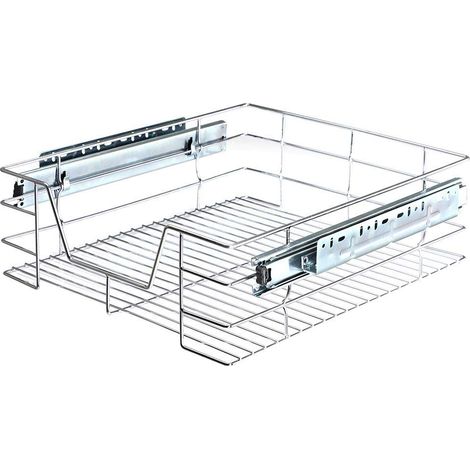 Tiroir télescopique Meuble de cuisine Panier étagère amovible avec rail en acier inoxydable (parfait pour portes extérieures de 50 cm) (1/5)