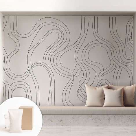 Tapete Dekorative Vliestapete mit Klebe für Wand - Mustertapete - moderne Einrichtung - für Büro Organische Linien 208x146 cm (1/5)