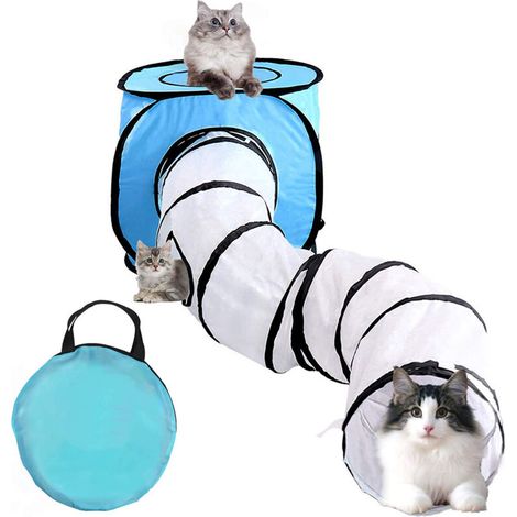 Set di tunnel e cubi per gatti, tubo pieghevole interattivo e frusciante e area giochi per animali domestici con cubi pieghevoli per gatti e cuccioli (1/4)