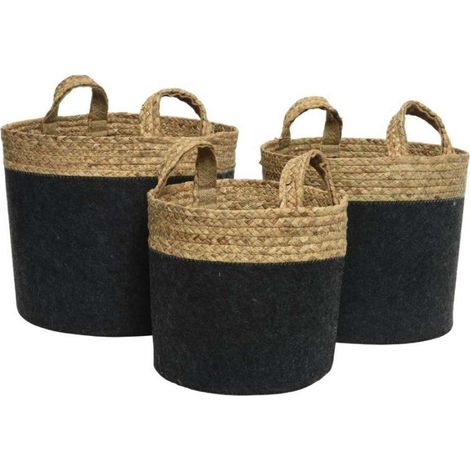 Cesta in feltro naturale e antracite grande