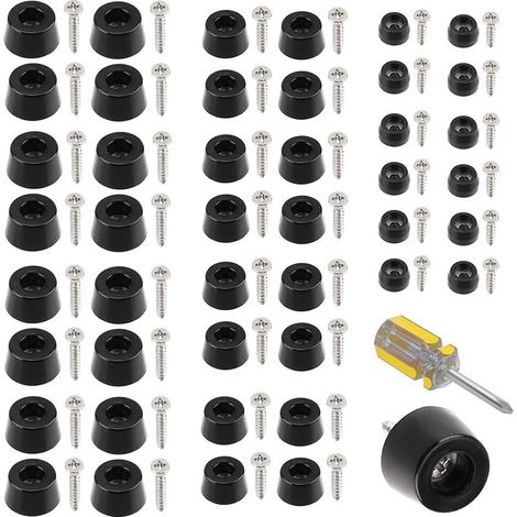 130 Pcs Pieds en Caoutchouc, Chaises Pieds Ronds en Noir, Découpons et Vissons en Caoutchouc (1/5)