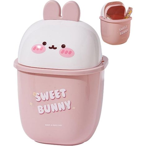 Poubelle De Bureau avec Couvercle Pivotant, Corbeille À Papier De Dessin Animé, Poubelle De Comptoir, Conteneur De Déchets De Papier pour Bureau, Salon, Voiture, Chambre À Coucher (1/5)