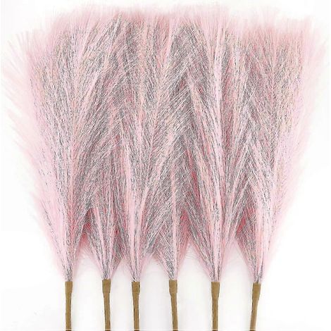 Bouquet de 6 brins de pampa artificiels, 43-45cm, fausses fleurs séchées, herbe plumeuse pour déco maison et événements (1/5)