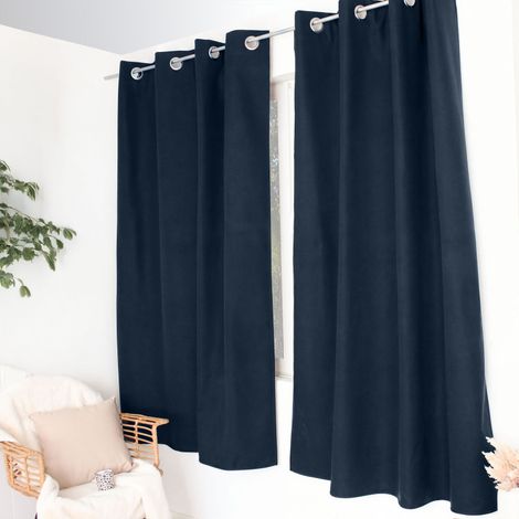 Rideau thermique FJORD 140 x 180 cm – Toile polyester – Doublure polaire noire - 140x180cm - Bleu marine (1/2)