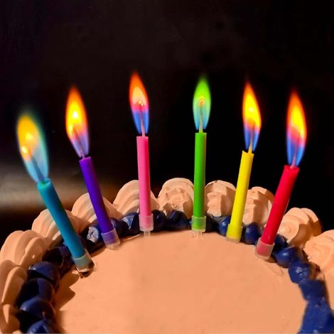 Mehrfarbige, flammenförmige Kuchenkerzen, 6 cm, 12er-Packung (1/5)