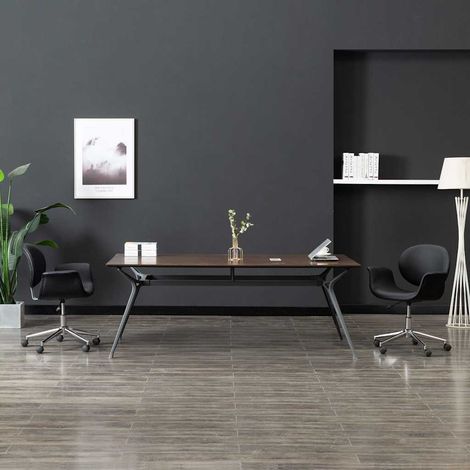 vidaXL Silla de oficina giratoria de cuero sintético negro (1/5)