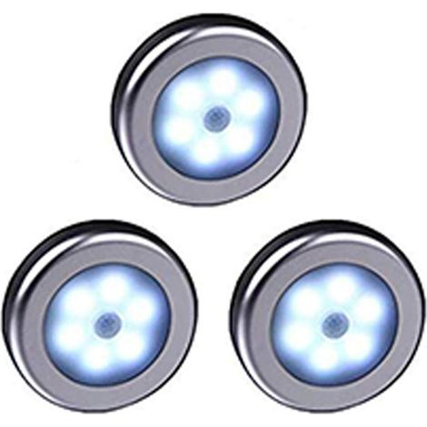 3pcs coquille d'argent (lumière blanche Lampe LED sans fil avec détecteur de mouvement pour placard, escalier, couloir, cuisine, chambre à coucher (1/4)