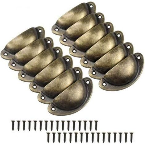 Set mit 12 Vintage-Muschelförmigen Schubladengriffen aus Halbkreis-Metall für Schrank, Kommode, Haus, Büro, Küche (1/5)