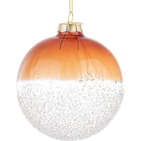 Pallina arancione e bianca per albero di natale in vetro -Diametro da 8 cm da 6 pz (1/5)