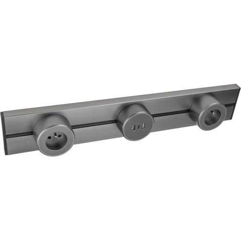 Rail électrique en saillie 100cm pour 7 prises / module USB - argent - rail seul - Orium