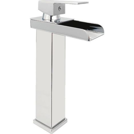 TrAdE Shop Traesio - Rubinetto Bagno Design Moderno A Cascata Miscelatore Monocomando Alto Cromato - (1/4)