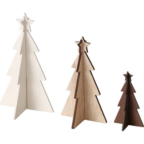 Dekorative Tannenbäume aus Sperrholz KARL, 12-25 cm, 3er-Set (1/5)