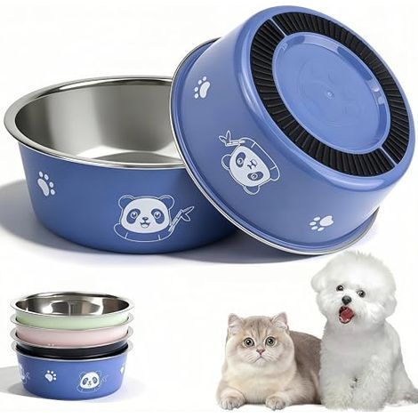 Lot de 4 Gamelles pour Chat en Acier Inoxydable 14 cm, Bols Antidérapants pour Nourriture & Eau, Écuelles Durables pour Chatons et Petits Chiens, 4 Couleurs, Bol Résistant pour Croquettes & Pâtée (1/4)