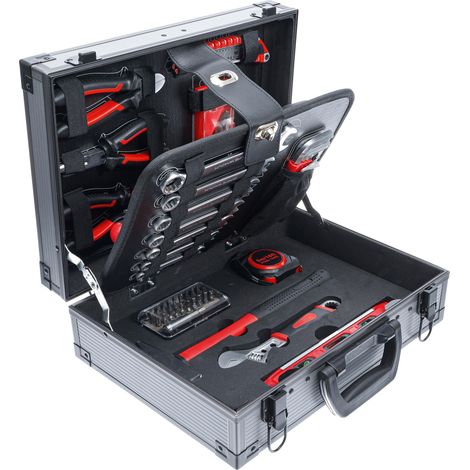 BGS Diy 6057 - Set di attrezzi in valigetta in alluminio, con 66 attrezzi (1/4)