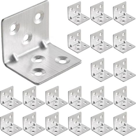 20 Pièces Connecteurs D'angle Avec Bourrelet, Supports Métalliques Robustes À 90 Degrés (30 x 30 x 30 x 3 mm) - Galvanisés Pour