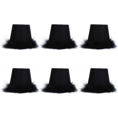 Lot de 6 abat-jour en tissu avec bordure en plumes pour suspension, accessoires de décoration lumineuse pour lustre.