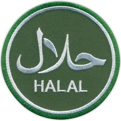 Halal-Aufnäher – groß (3,5 Zoll) – zum Aufbügeln/Heißsiegeln – gestickter Aufnäher/Abzeichen/Emblem