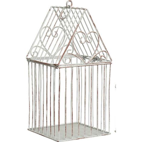 DECORAZIONE GABBIA PER UCCELLI BIANCO ANTICO 12.5X12.5XH25CM