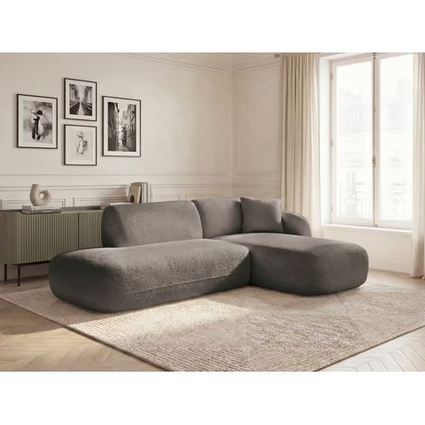 BOBOCHIC - Canapé d'angle fixe modulable ANDA avec 1 méridienne et 1 chauffeuse bout de canapé Angle droit  Taupe