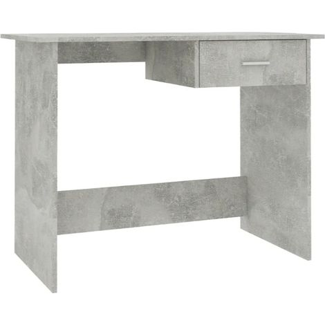 Bureau 1 tiroir bois gris béton Athena (1/5)