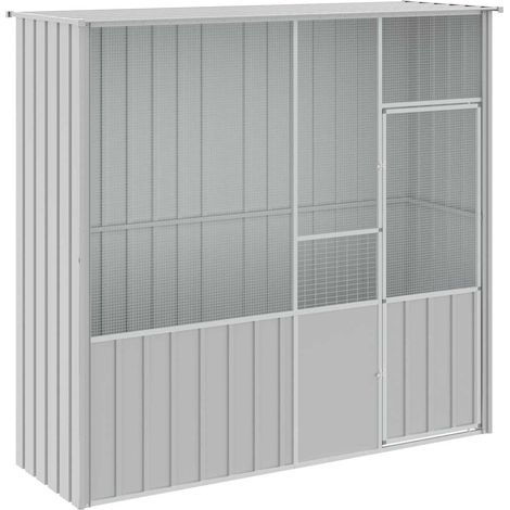 Gabbia per uccelli 215 x 78 x 200 cm acciaio zincato grigio 020041706