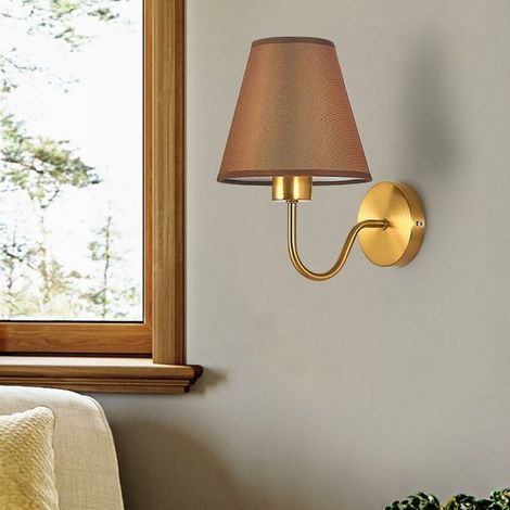 Vintage Innenwandlampe, Moderne Wandleuchte mit Stoffschirm Metallwandlampe Vintage Dekoration Innenbeleuchtung für Schlafzimmer Wohnzimmer (Kaffee) FLITI (1/4)