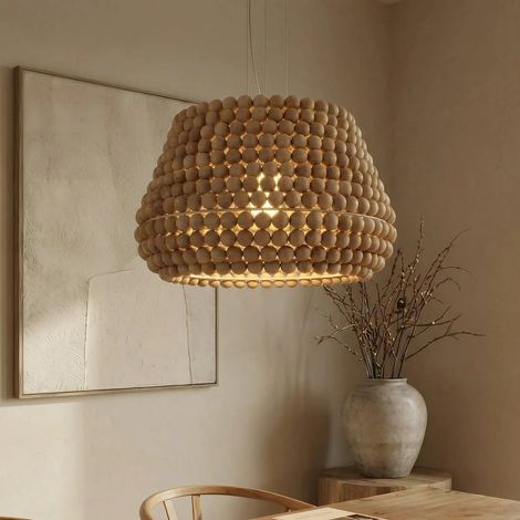 [GEBRAUCHT] B-Ware Lucande Hängeleuchte Pendelleuchte Melori Holz Naturfarben Skandinavisch E27 Led
